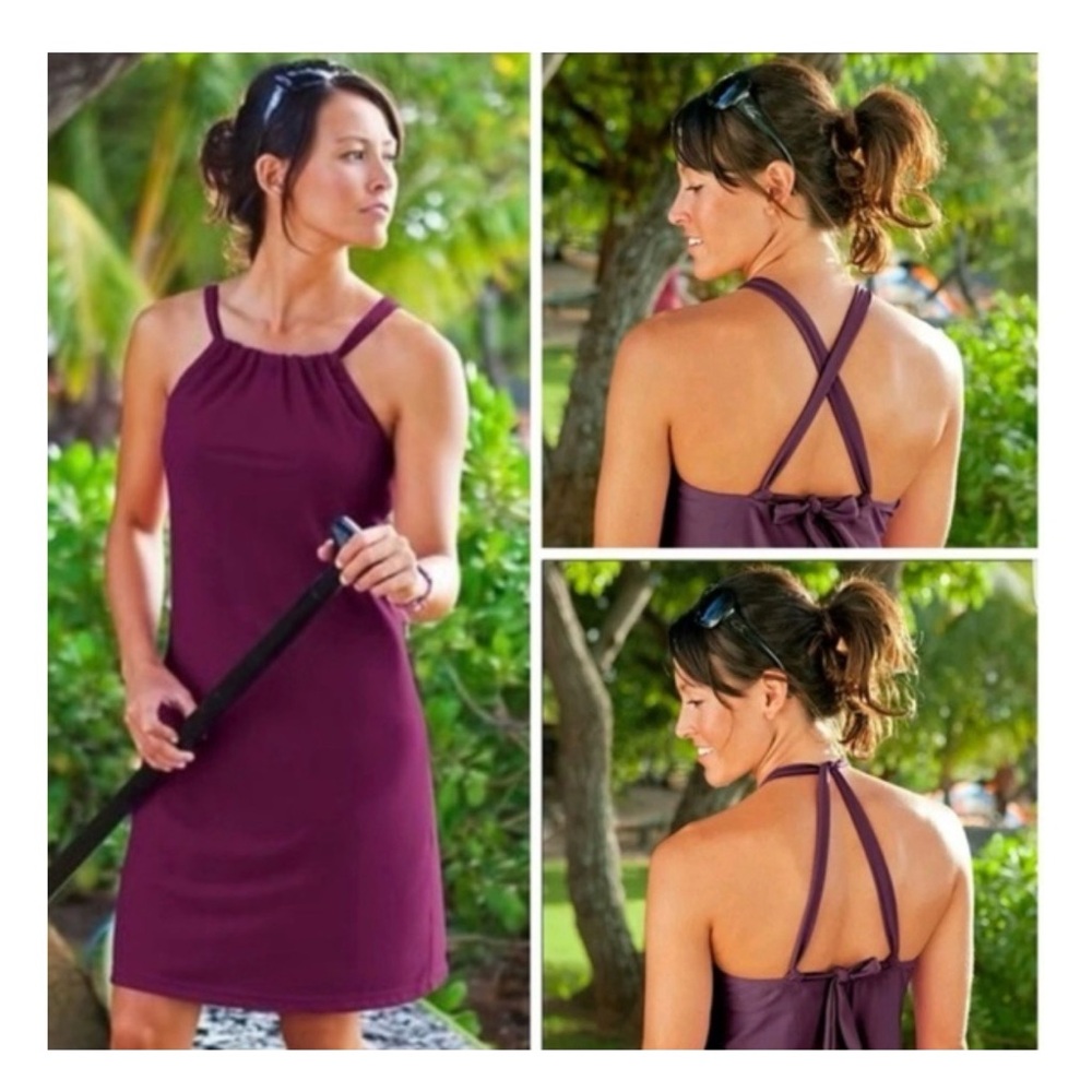 Athleta Kokomo Plum Tennis Golf SWIM Dress! SzL